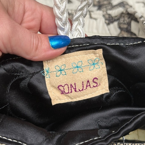 Sonja’s Handmade Toile Print Tote Bag, Black & White, Country Cottage Style Tote - Picture 2 of 12